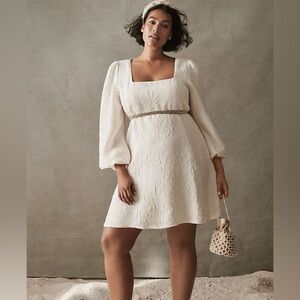 Sachin & Babi BHLDN Rhinebeck Size 14 Ivory Textured Floral Square Neck Wedding